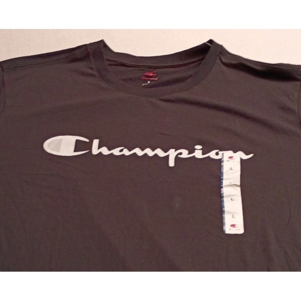 Champion Iconic Big Script Tee Black Men's L Short Sleeve Shirt Active Wear NWT - Picture 2 of 12